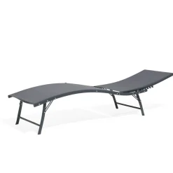 Bain de soleil Bahia pliant 5 positions gris 182x55xH34-92cm < Gifi Online