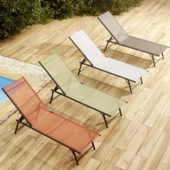 Bain de soleil Dream acier et textilène rouge terracota 179x56xH33cm