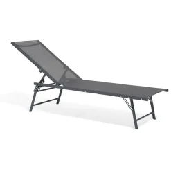 Bain de soleil transat Dream 5 positions gris 181x55xH33/90.5cm < Gifi Online