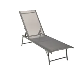 Bain de soleil transat Dream 5 positions gris 181x55xH33/90.5cm < Gifi Online