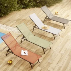 Bain de soleil transat Dream 5 positions gris 181x55xH33/90.5cm < Gifi Online