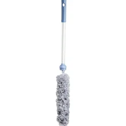 Balai avec plumeau intégré au manche gris et bleu < Gifi Discount
