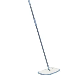 Balai plat gris avec manche en acier et recharge 38x20,5xH120cm