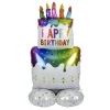 Ballon alu anniversaire Happy Birthday multicolore H100cm