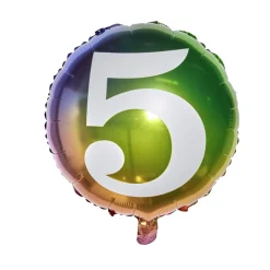 Ballon alu chiffre 5 métallisé multicolore Ø45cm