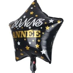 Ballon Bonne année forme étoile en aluminium noir et doré H46cm < Gifi Sale