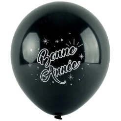 Ballon Bonne année noir argenté et doré x6