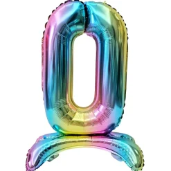 Ballon chiffre 0 avec support aluminium arc-en-ciel 51xH81cm < Gifi