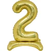 Ballon chiffre 2 doré ou argenté H80 cm avec support < Gifi