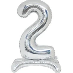 Ballon chiffre 2 doré ou argenté H80 cm avec support < Gifi