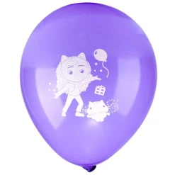 Ballon de baudruche latex x8 Gabby's Dollhouse rose et violet 15x21,5cm