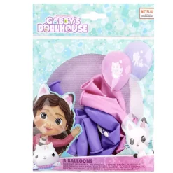 Ballon de baudruche latex x8 Gabby's Dollhouse rose et violet 15x21,5cm