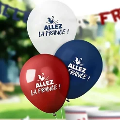 Ballons Cocorico x6 Allez la France bleu blanc rouge L30cm