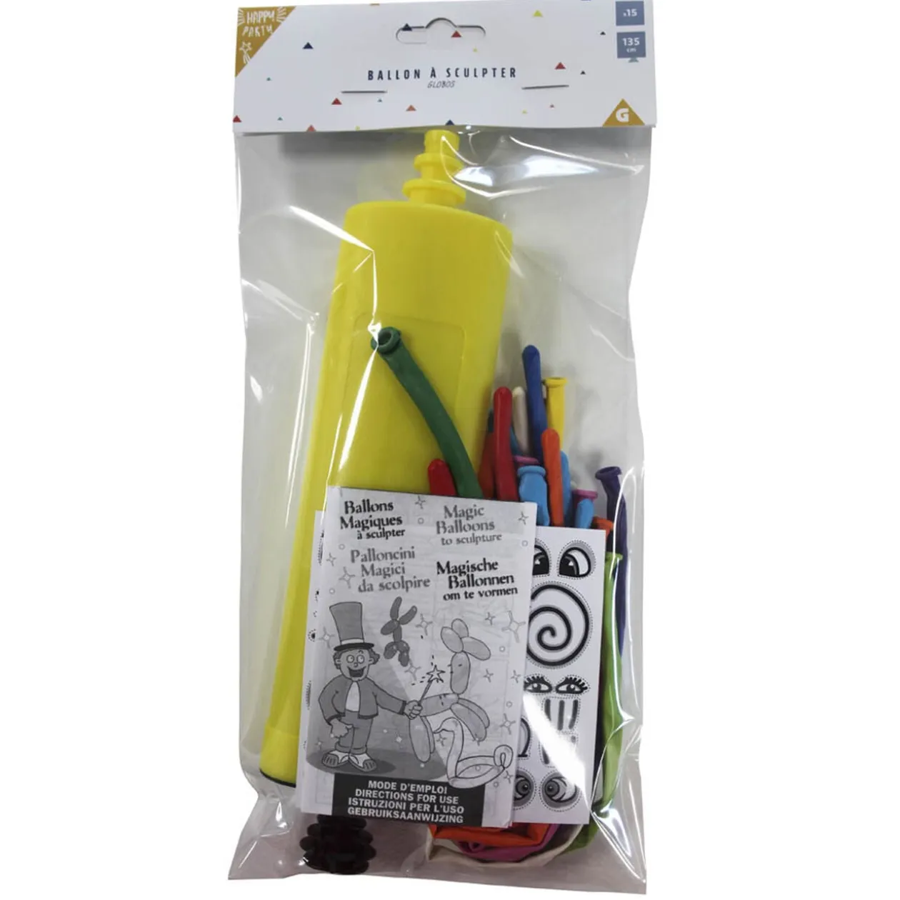 Ballon à sculpter multicolore x 15 avec pompe