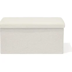 Banc coffre Clara décor laine bouclée Blanc - L77xP38xH38 cm < Gifi Clearance