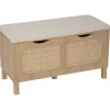 Banc de rangement en bois et rotin Kanna 2 cases 80x35xH45cm < Gifi Outlet