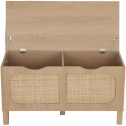 Banc de rangement en bois et rotin Kanna 2 cases 80x35xH45cm < Gifi Outlet