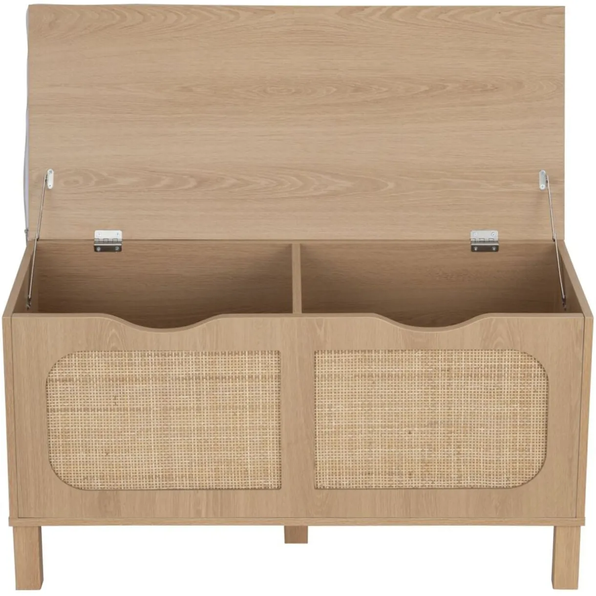Banc de rangement en bois et rotin Kanna 2 cases 80x35xH45cm < Gifi Outlet