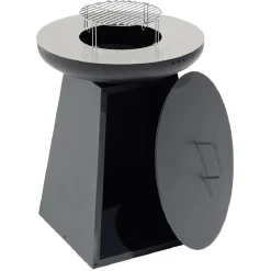 Barbecue brasero colonne Valparaiso plancha grill noir 50x50xH77,5cm < Gifi Online