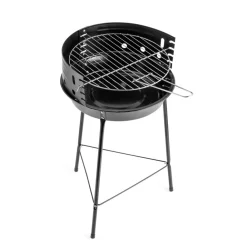 Barbecue à charbon rond Miami acier noir 35,5x33,3xH56cm