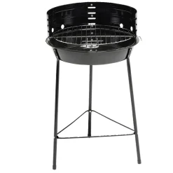 Barbecue à charbon rond Miami acier noir 35,5x33,3xH56cm