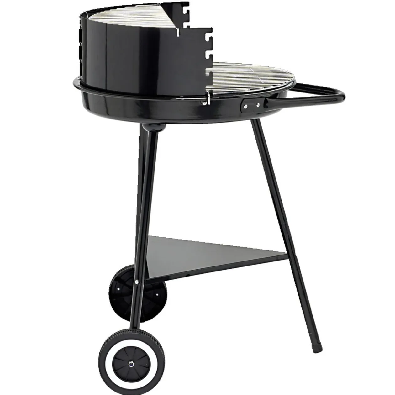 Barbecue à charbon rond Texas 2 grilles 5 niveaux métal noir 53x66,5xH81cm