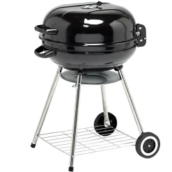 Barbecue charbon 2 roulettes rond Fisher avec couvercle acier noir 66,5x58x90cm < Gifi Online