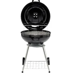 Barbecue charbon 2 roulettes rond Fisher avec couvercle acier noir 66,5x58x90cm < Gifi Online