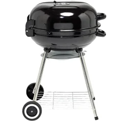 Barbecue charbon 2 roulettes rond Fisher avec couvercle acier noir 66,5x58x90cm < Gifi Online