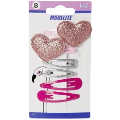 Barrette clic clac coeur et paillettes x6