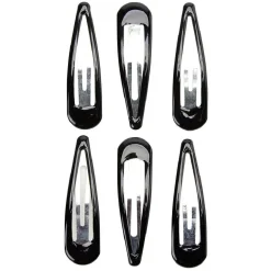 Barrette clic clac métal noir brillant x6