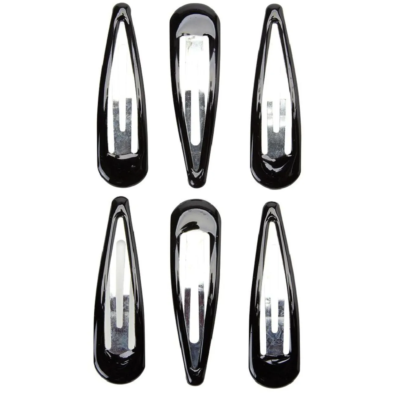 Barrette clic clac métal noir brillant x6