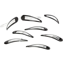 Barrette clic clac métal noir brillant x8