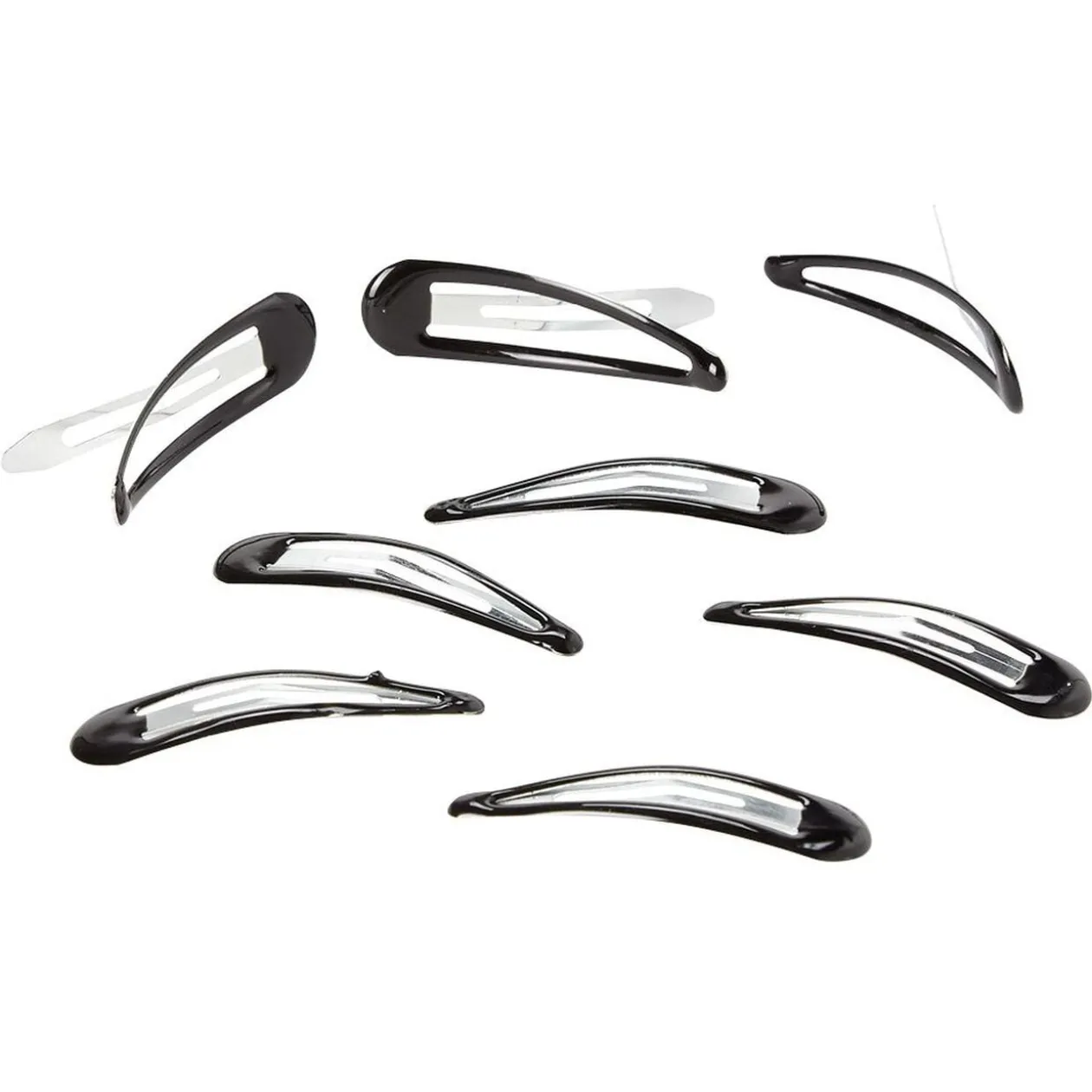 Barrette clic clac métal noir brillant x8