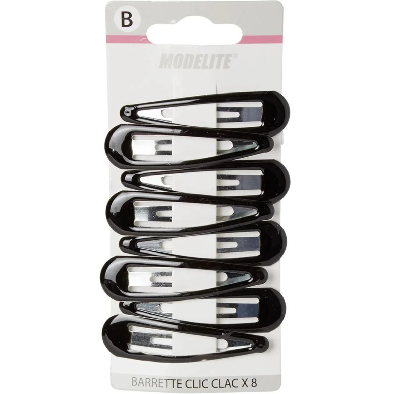 Barrette clic clac métal noir brillant x8