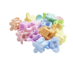 Barrette à clip 20 pièces forme coeur et fleur multicolore pastel dans boîte