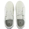Baskets unisexe simili blanc rayures rouges et bleues T36 < Gifi Outlet