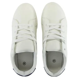 Baskets unisexe simili blanc rayures rouges et bleues T36 < Gifi Outlet