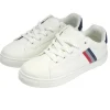Baskets unisexe simili blanc rayures rouges et bleues T45 < Gifi New
