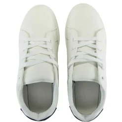 Baskets unisexe simili blanc rayures rouges et bleues T44 < Gifi
