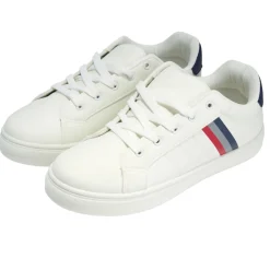Baskets unisexe simili blanc rayures rouges et bleues T42 < Gifi Sale