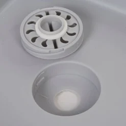 Bassine rétractable bouchon évideur grise et bleue