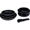 Batterie de cuisine 6 pièces aluminium noir