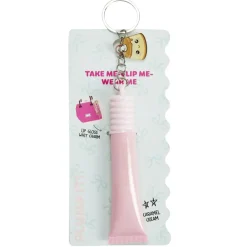 Baume à lèvre enfant motif kawaii rose avec chaîne