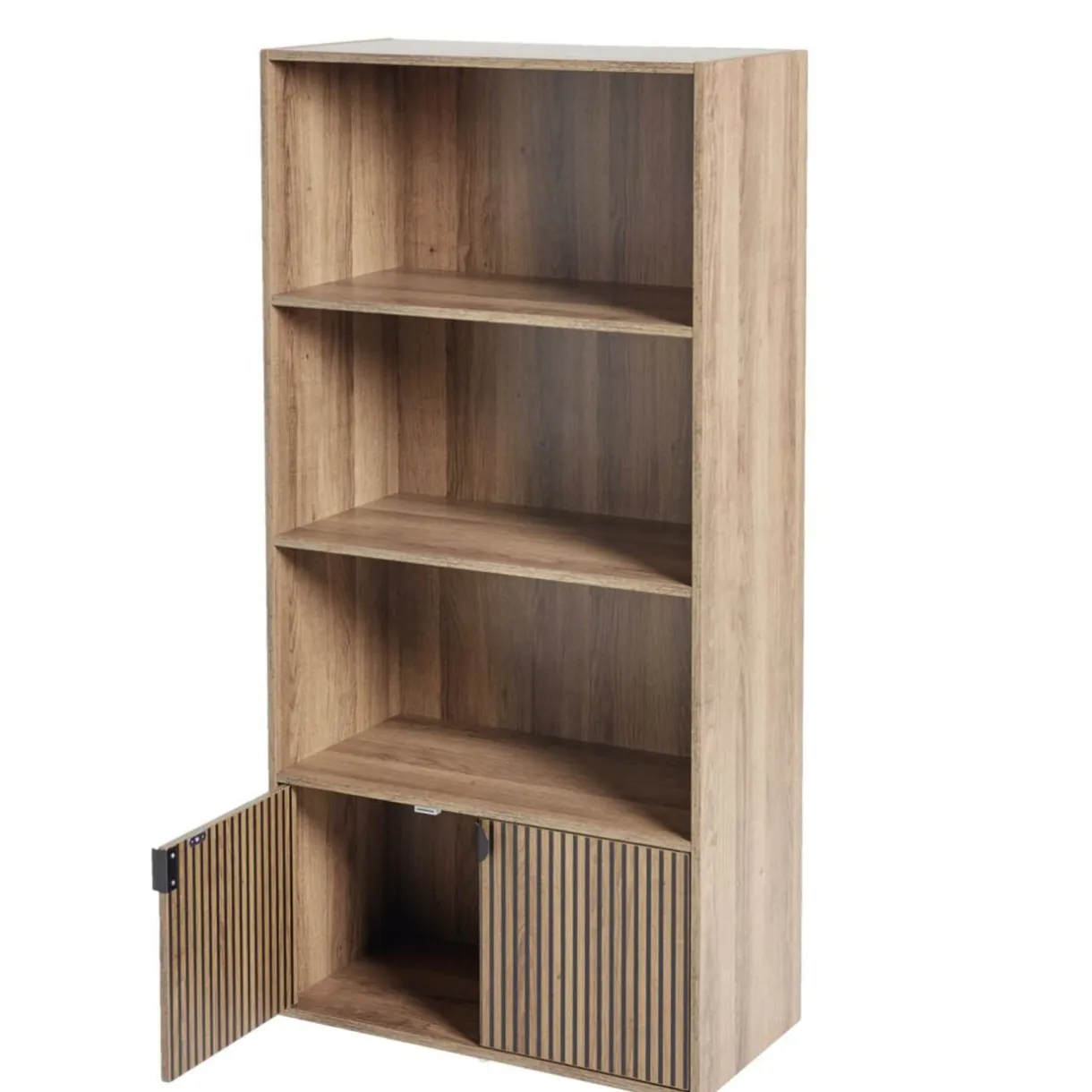 Bibliothèque colonne Adam 4 niveaux 2 portes en bois brun L60xP29,5xH120cm < Gifi Hot