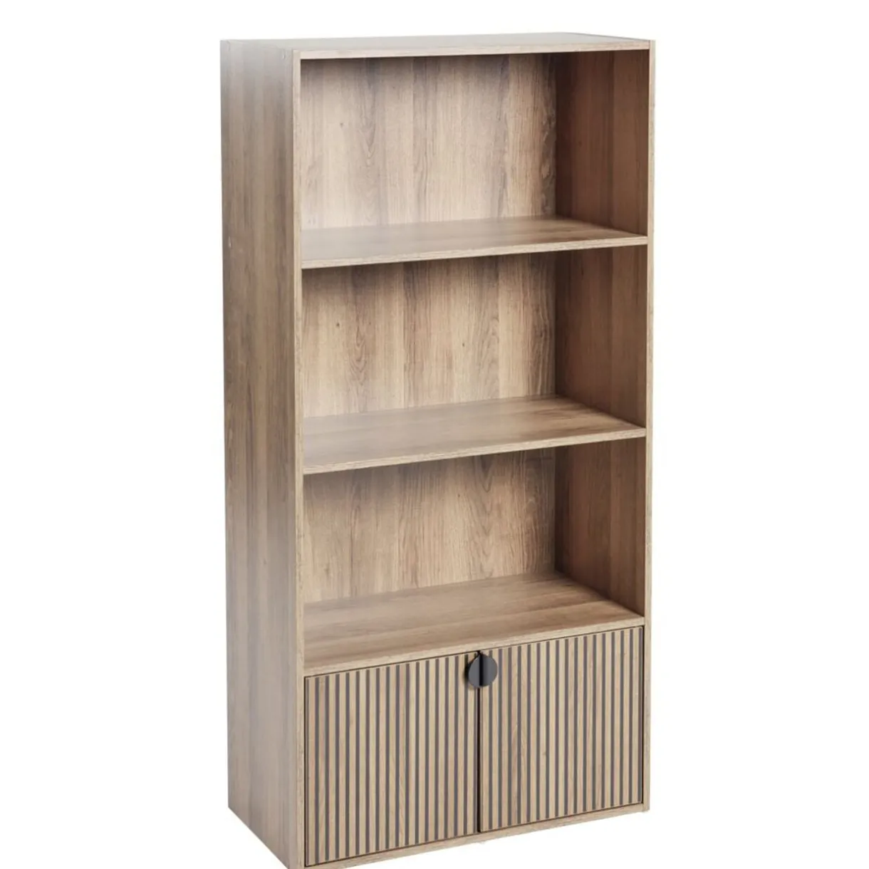 Bibliothèque colonne Adam 4 niveaux 2 portes en bois brun L60xP29,5xH120cm < Gifi Hot