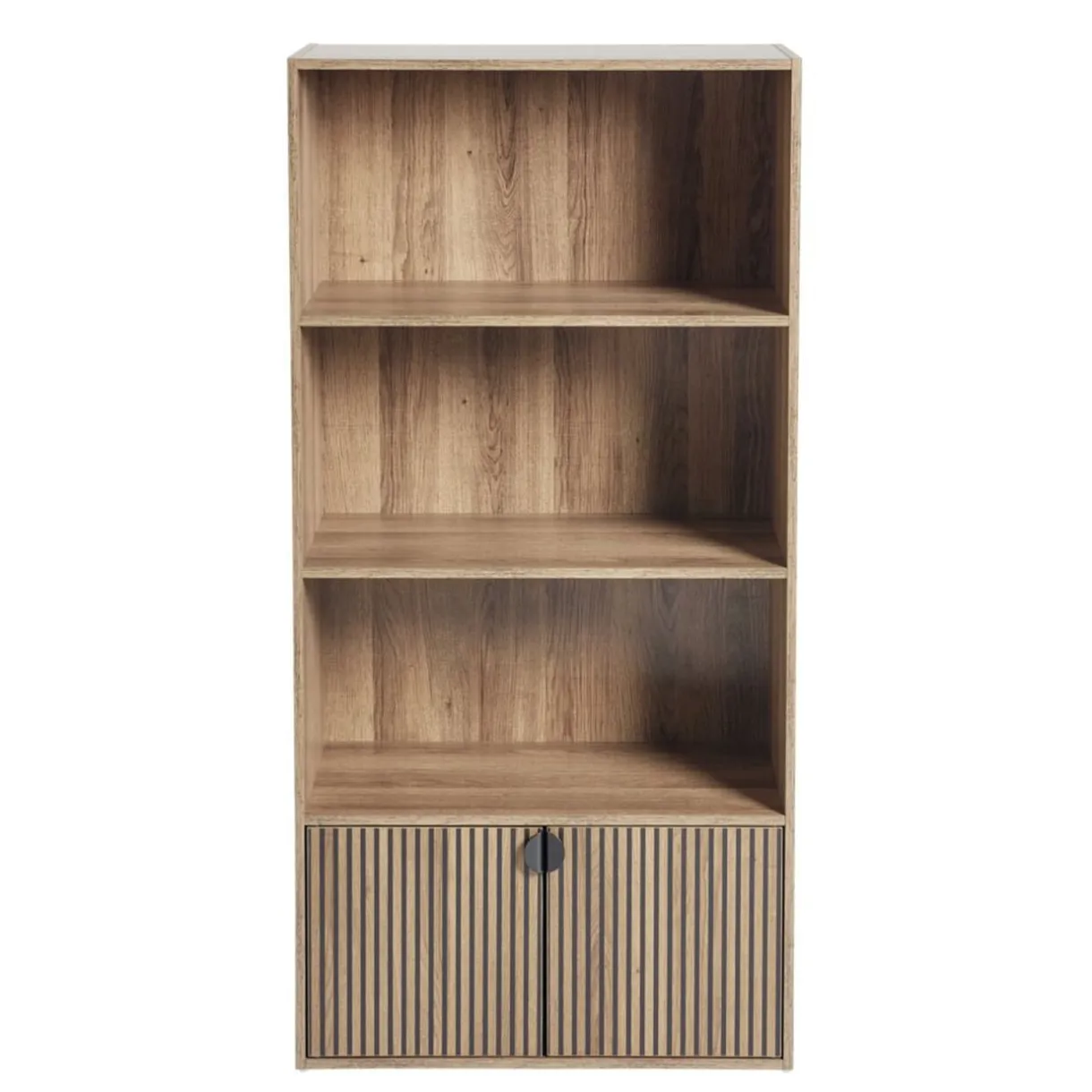 Bibliothèque colonne Adam 4 niveaux 2 portes en bois brun L60xP29,5xH120cm < Gifi Hot
