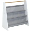 Bibliothèque enfant Dream bois blanc et tissu gris 60x25xH60cm
