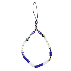Bijou de téléphone perles doré blanc bleu L17cm < Gifi Discount