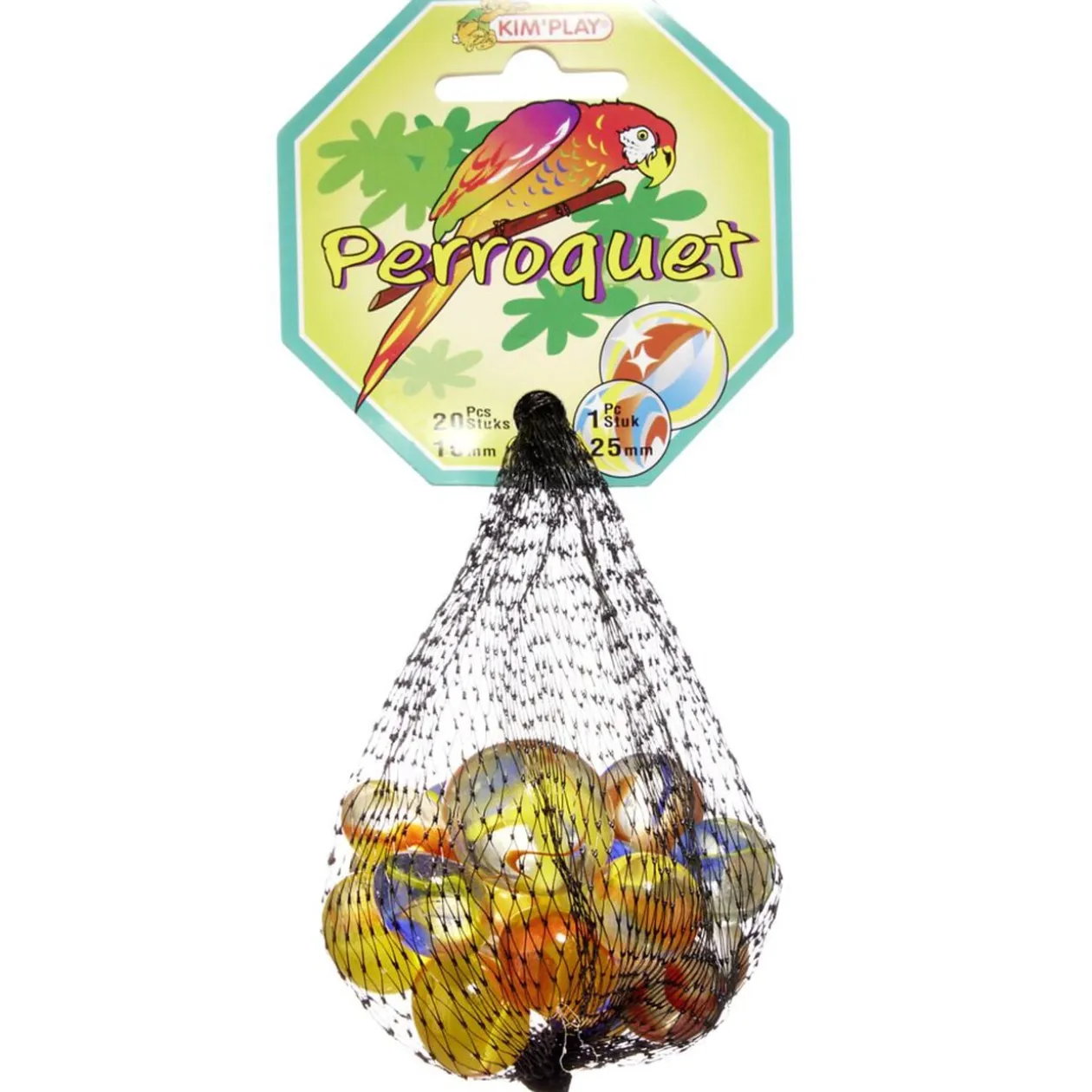 Bille en verre x20 + 1 boulard Perroquet